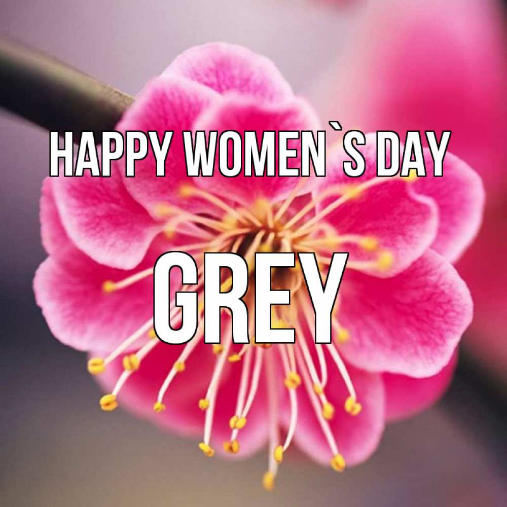Greetings card с именем, Grey happy women`s day цветы Greetings with text for free download 